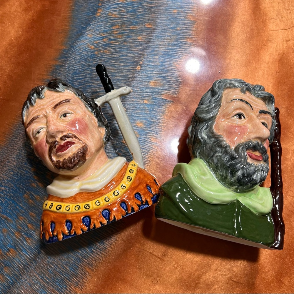 Vintage Staffordshire Hand painted Robin Hood Toby Mugs England Little John